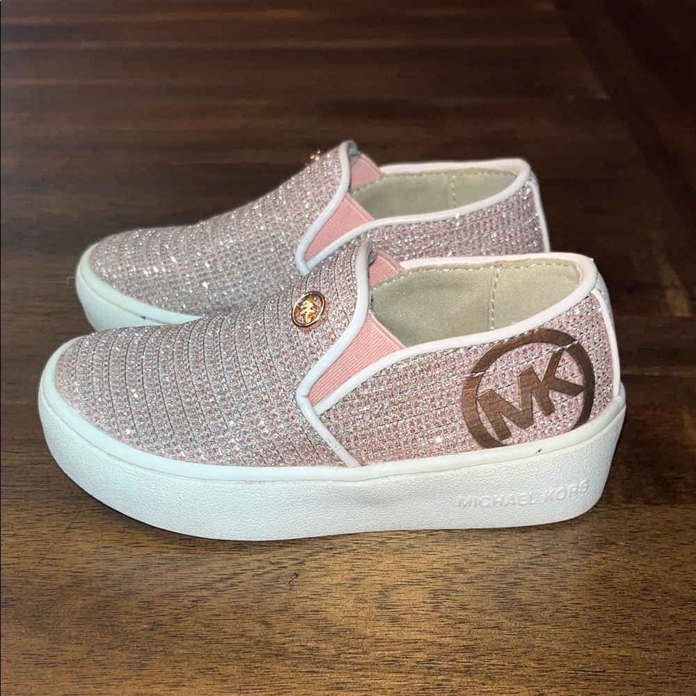 Michael Kors Toddler size 5  Glittery Pink Slip-On Sneakers Cute